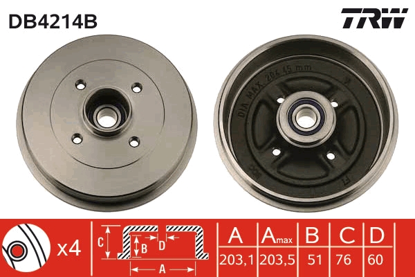 Tamburo freno TRW DB4214B