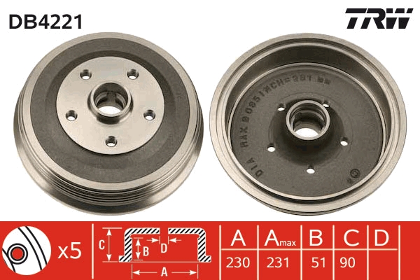 Tamburo freno TRW DB4221