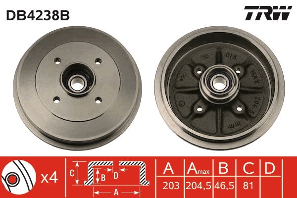 Tamburo freno TRW DB4238B
