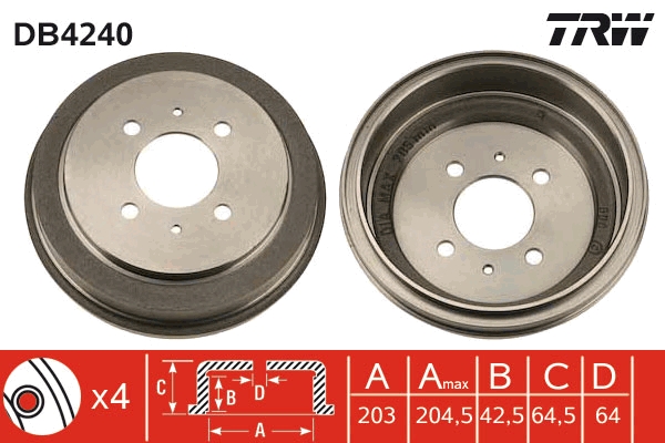 Tamburo freno TRW DB4240