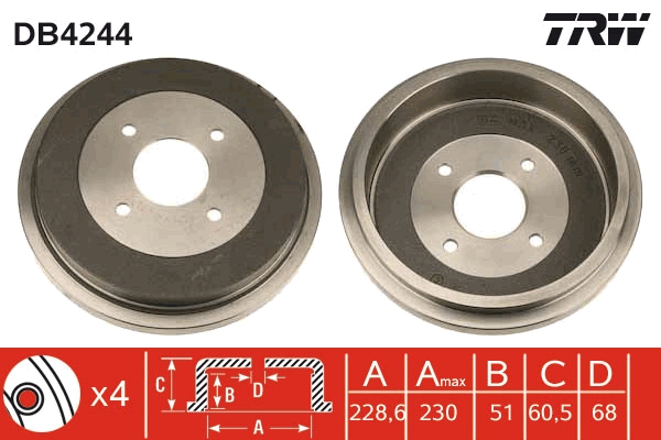 Tamburo freno TRW DB4244