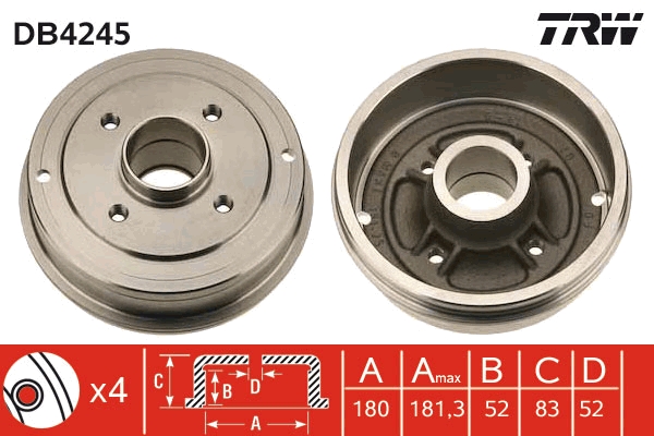 Tamburo freno TRW DB4245