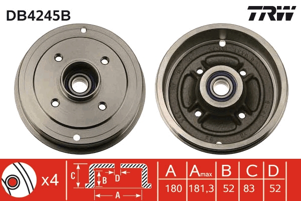 Tamburo freno TRW DB4245B