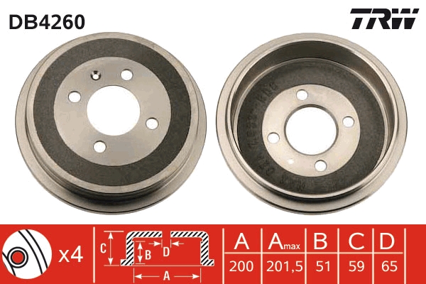 Tamburo freno TRW DB4260