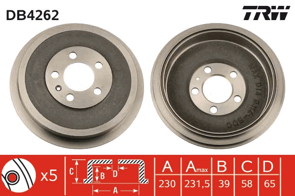 Tamburo freno TRW DB4262