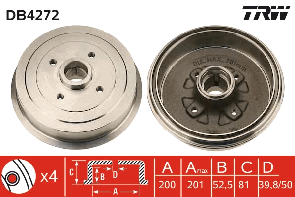 Tamburo freno TRW DB4272