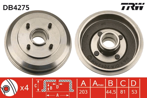 Tamburo freno TRW DB4275