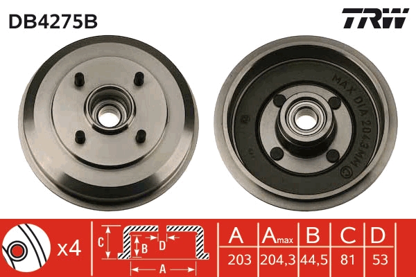 Tamburo freno TRW DB4275B