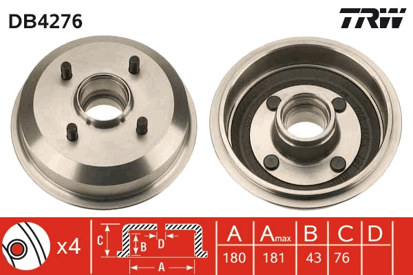 Tamburo freno TRW DB4276
