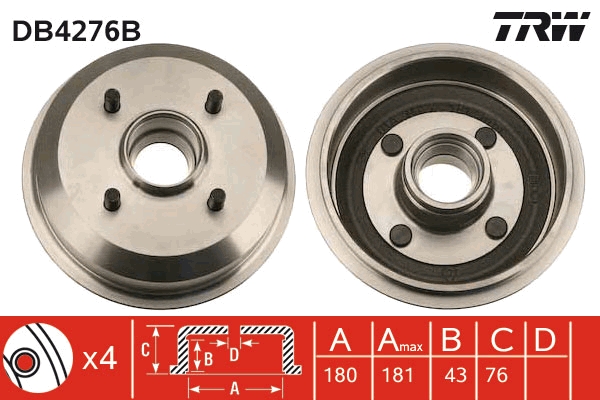 Tamburo freno TRW DB4276B