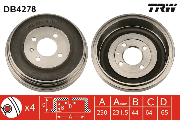 Tamburo freno TRW DB4278