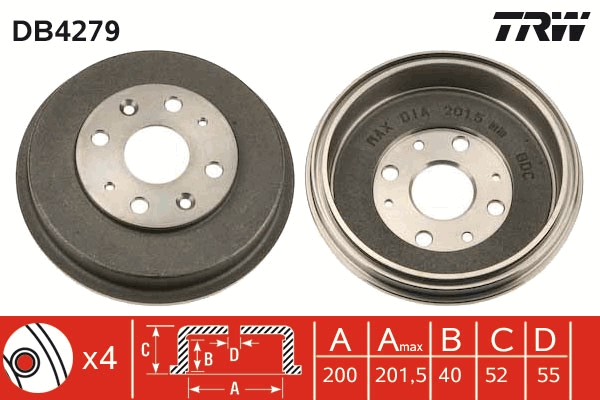 Tamburo freno TRW DB4279