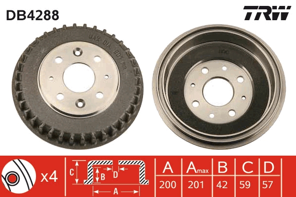 Tamburo freno TRW DB4288