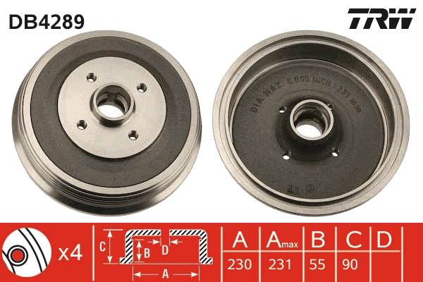 Tamburo freno TRW DB4289