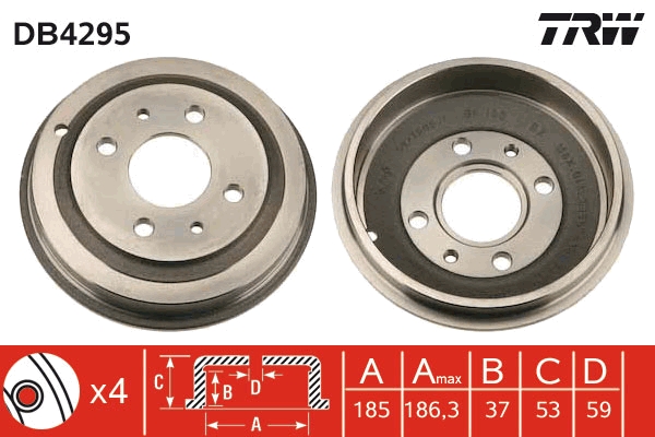 Tamburo freno TRW DB4295