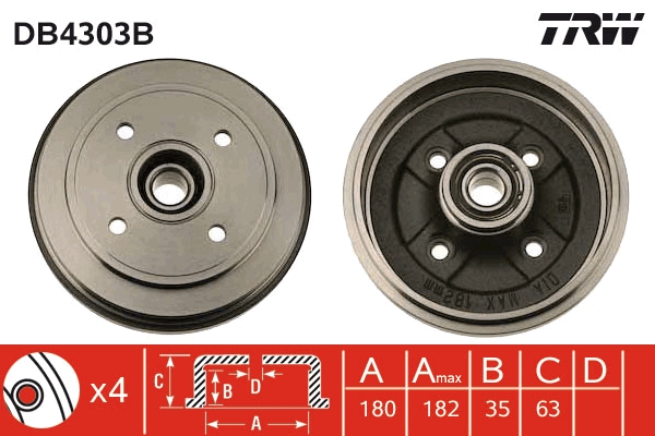 Tamburo freno TRW DB4303B