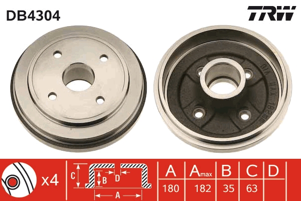 Tamburo freno TRW DB4304
