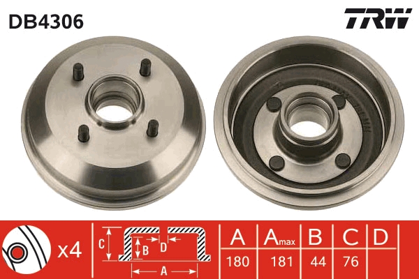 Tamburo freno TRW DB4306