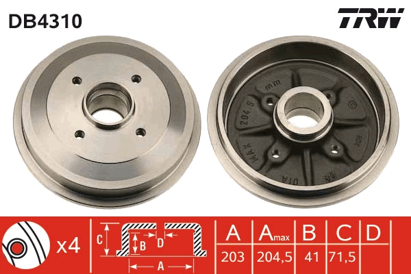 Tamburo freno TRW DB4310