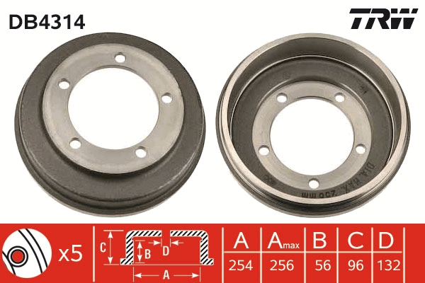 Tamburo freno TRW DB4314