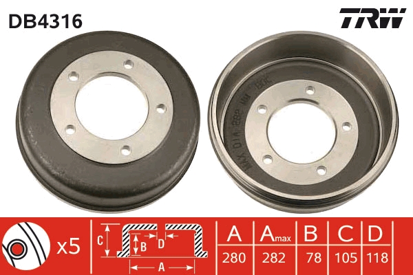 Tamburo freno TRW DB4316