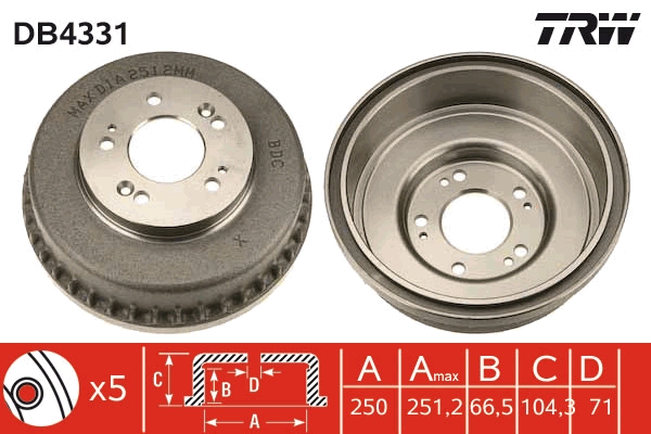 Tamburo freno TRW DB4331