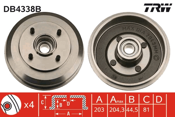 Tamburo freno TRW DB4338B