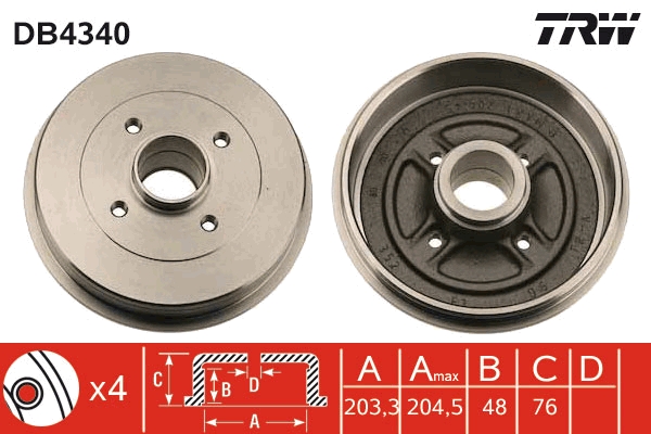 Tamburo freno TRW DB4340