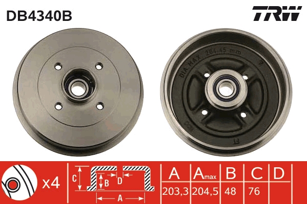 Tamburo freno TRW DB4340B