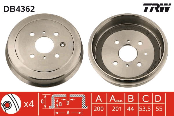 Tamburo freno TRW DB4362