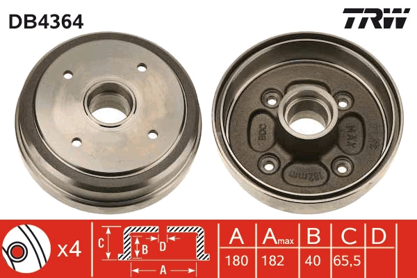 Tamburo freno TRW DB4364