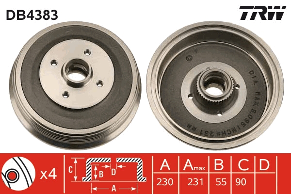 Tamburo freno TRW DB4383