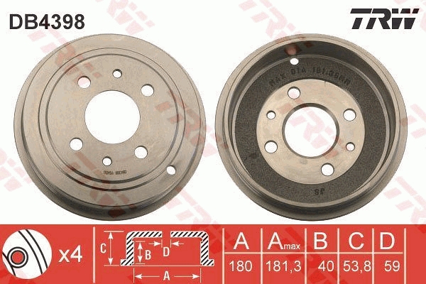 Tamburo freno TRW DB4398