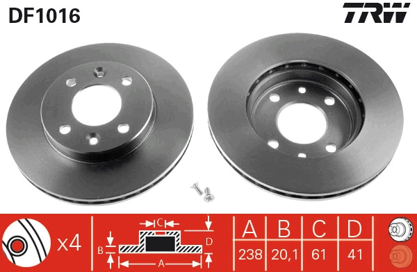 Disco freno TRW DF1016