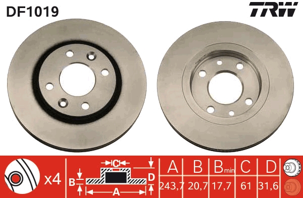 Disco freno TRW DF1019