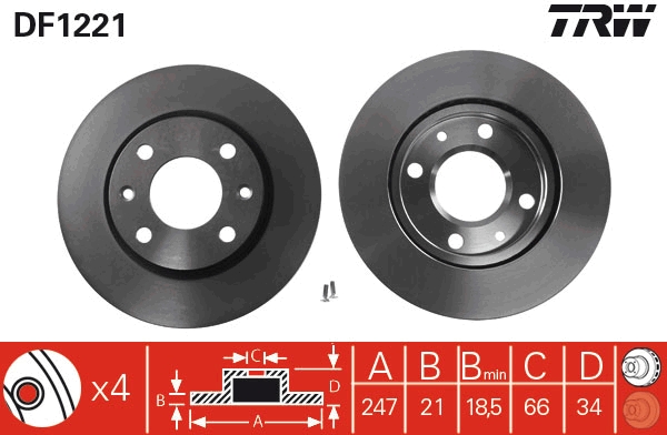 Disco freno TRW DF1221