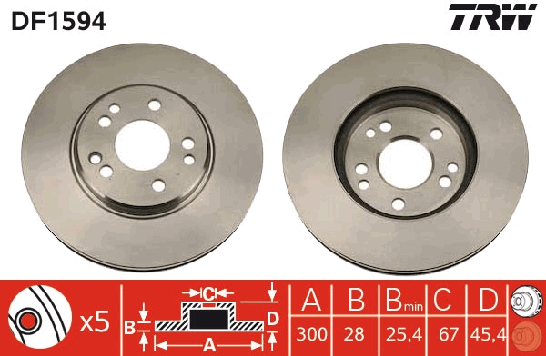 Disco freno TRW DF1594