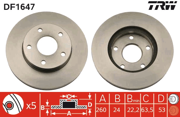 Disco freno TRW DF1647