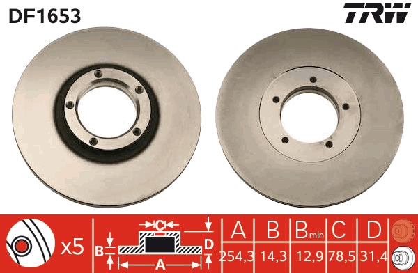 Disco freno TRW DF1653
