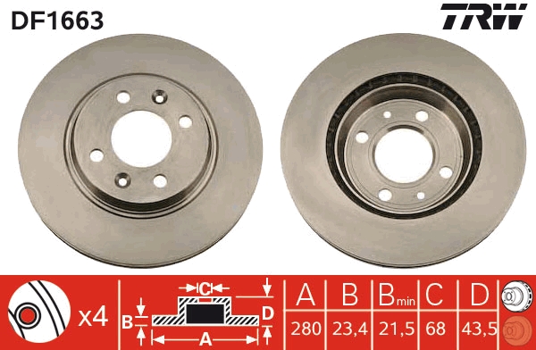 Disco freno TRW DF1663