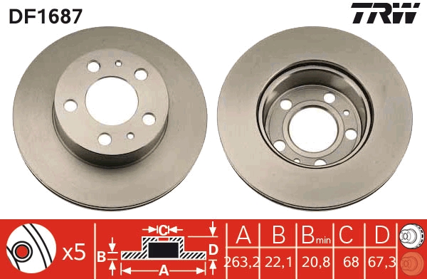 Disco freno TRW DF1687