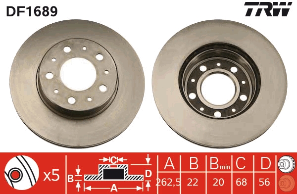 Disco freno TRW DF1689