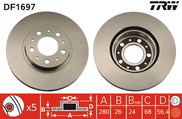 Disco freno TRW DF1697