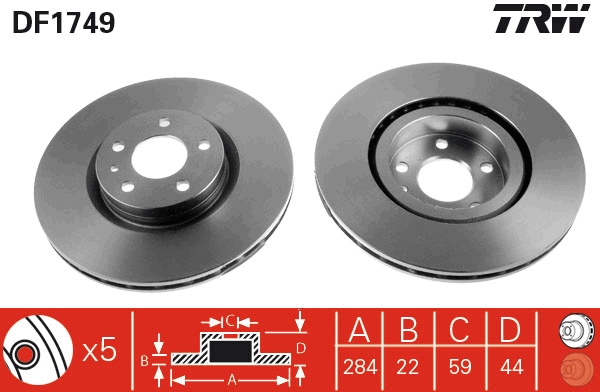 Disco freno TRW DF1749