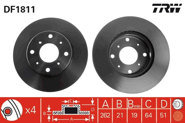 Disco freno TRW DF1811