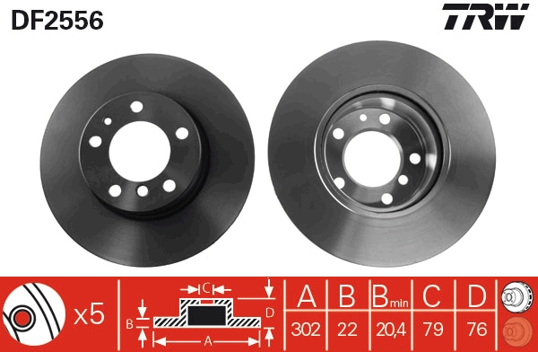 Disco freno TRW DF2556