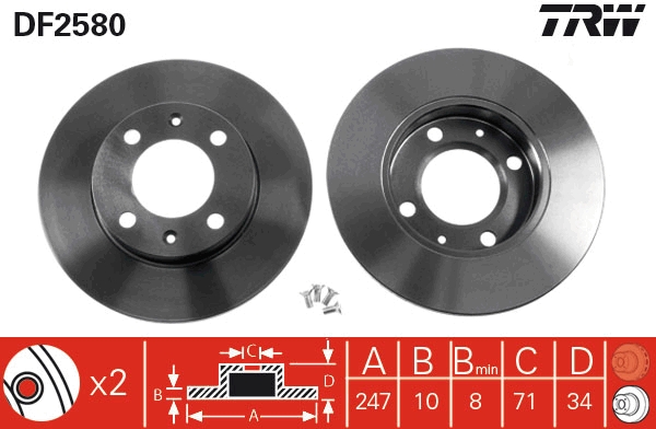 Disco freno TRW DF2580