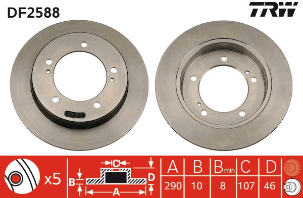 Disco freno TRW DF2588