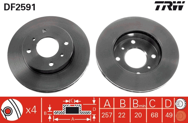 Disco freno TRW DF2591