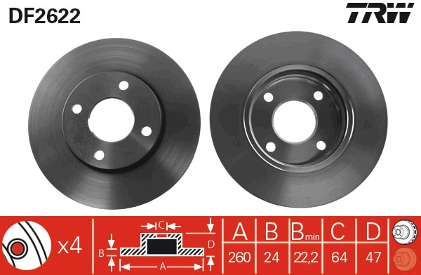 Disco freno TRW DF2622